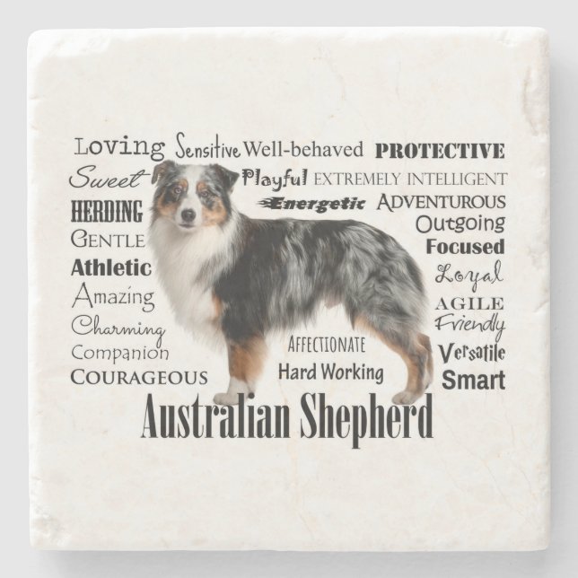 Dessous-de-verre En Pierre Blue Merle Australian Shepherd (Devant)