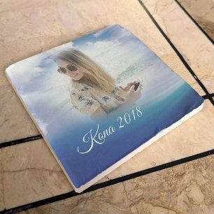 Dessous-de-verre En Pierre Blue Ocean Vacances Memory Keepsaké Photo personna