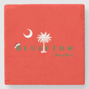 Dessous-de-verre En Pierre Bluffton État d'esprit Noël Vacances Rouge Vert