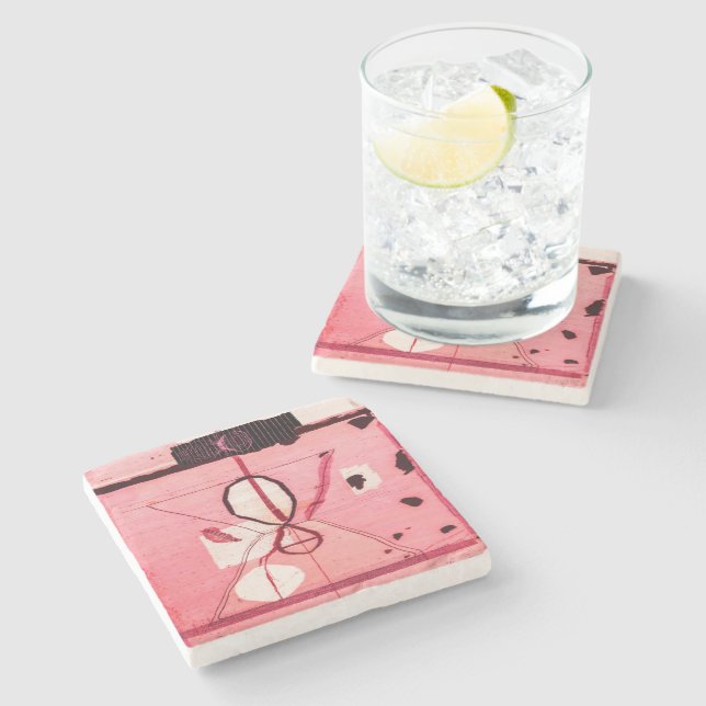 Dessous-de-verre En Pierre Blush Kilim : Art du patrimoine marocain rose (Côté)