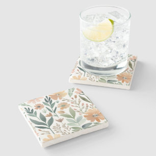 Dessous-de-verre En Pierre Boho Fleur sauvage Aquarelle Floral Pastel