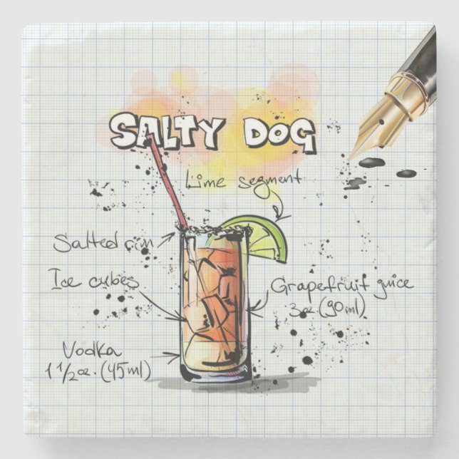 Dessous-de-verre En Pierre Boisson de chien salé (Devant)