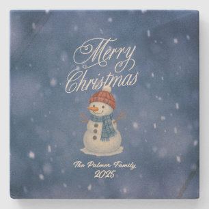 Dessous-de-verre En Pierre Bonhomme de neige fantaisiste Joyeux Noël