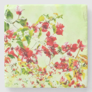 Dessous-de-verre En Pierre Bougainvillea Marbre à fleurs d'art tropical