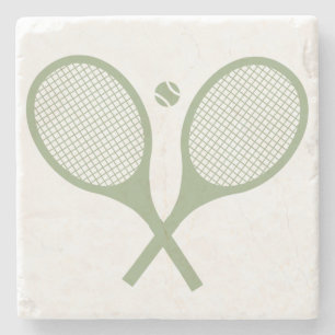 Dessous-de-verre En Pierre Boule de tennis minimaliste Vert Sage