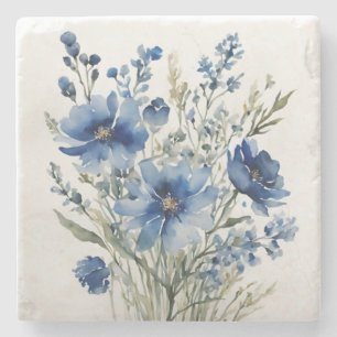 Dessous-de-verre En Pierre Bouquet de Fleurs Aquarelle Élégante