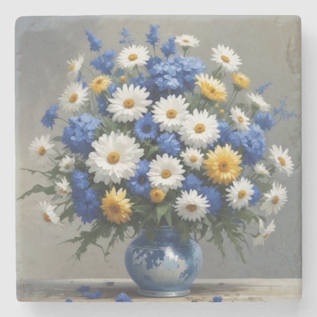 Dessous-de-verre En Pierre Bouquet de fleurs Elégante aquarelle (Devant)