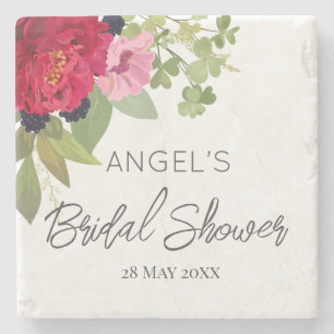 Dessous-de-verre En Pierre Bouquet Floral Coloré et Lumineux pour Baby Shower
