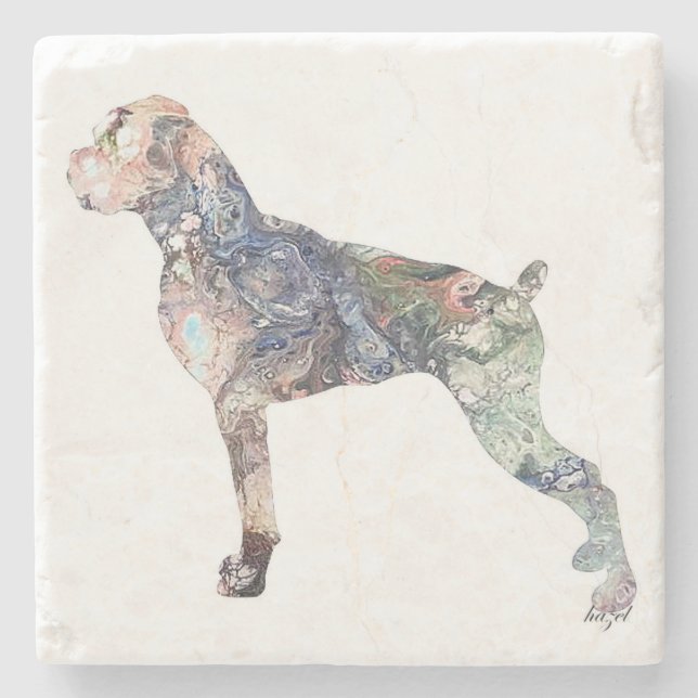 Dessous-de-verre En Pierre Boxer, Chien de boîte (Devant)