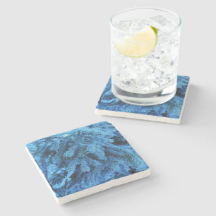 Dessous-de-verre En Pierre Branches d'épinette recouvertes de neige et de gel