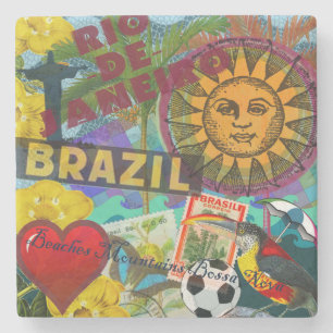 Dessous-de-verre En Pierre Brésil Rio de Janiero Sun Travel Art coloré