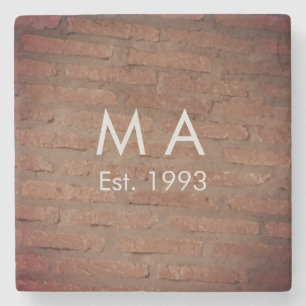 Dessous-de-verre En Pierre Brique de pierre rustique marron ajoutez nom lettr