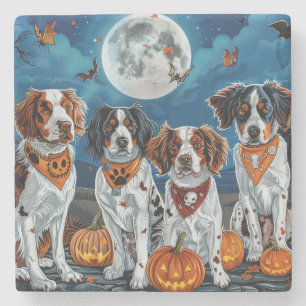 Dessous-de-verre En Pierre Brittany Spaniel Halloween Effrayant