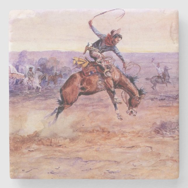 Dessous-de-verre En Pierre Bronco (Taming a Wild Horse) (Devant)