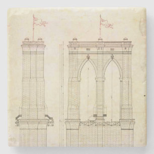 Dessous-de-verre En Pierre Brooklyn Bridge architecture NYC plan vintage