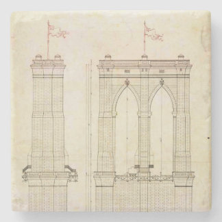 Dessous-de-verre En Pierre Brooklyn Bridge architecture NYC plan vintage