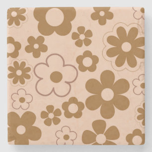 Dessous-de-verre En Pierre Brown Automne Retro Y2K Hippie Flower Motif