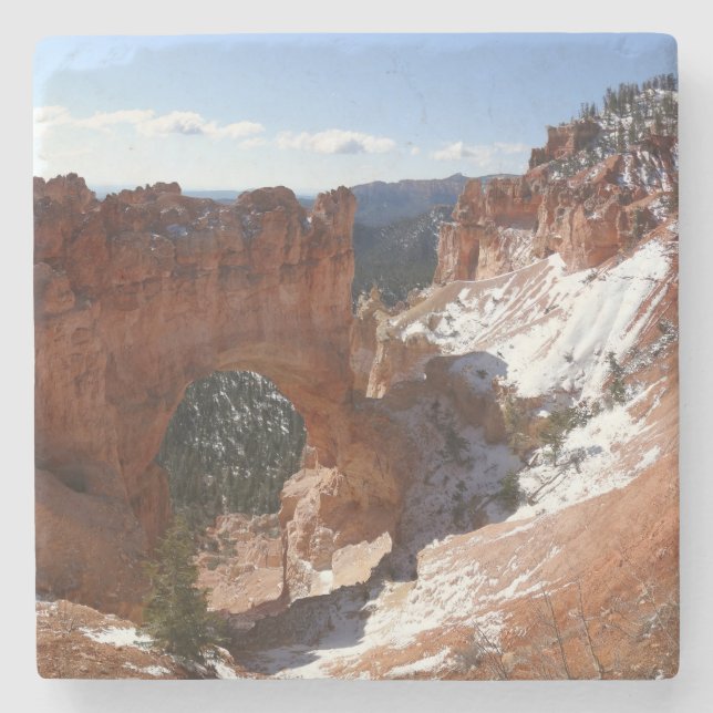 Dessous-de-verre En Pierre Bryce Canyon Pont naturel Paysage neigeux Photo (Devant)