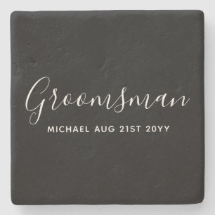 Dessous-de-verre En Pierre BUDGET Bestman Groomsman DONS Classique Noir