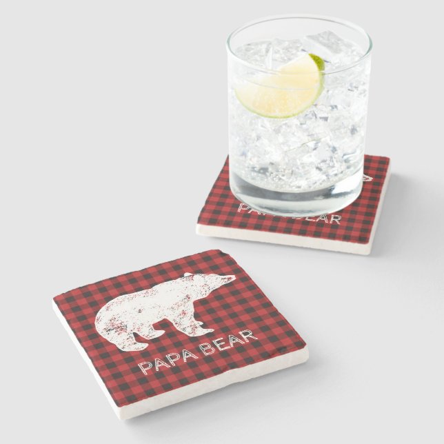 Dessous-de-verre En Pierre Buffalo Plaid Dessous de verre - Papa Bear (Côté)