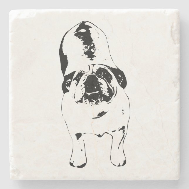 Dessous-de-verre En Pierre Bulldog (Chien d'affaires) : cherchez vers le haut (Devant)