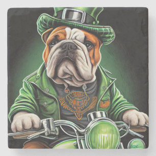 Dessous-de-verre En Pierre Bulldog Driving Bike St. Patrick's Day