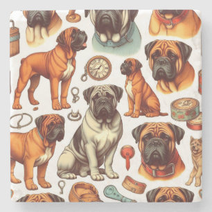 Dessous-de-verre En Pierre Bullmastiff rétro