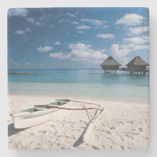 Dessous-de-verre En Pierre Bungalows sur la plage Motu Toopua (Devant)