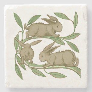 Dessous-de-verre En Pierre Bunnies sur un membre, William De Morgan