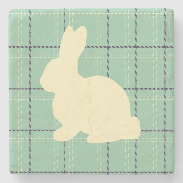 Dessous-de-verre En Pierre Bunny Plaid Peinture Dessous de verre en pierre de (Devant)