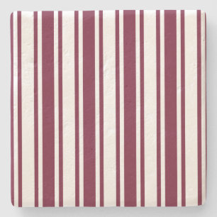 Dessous-de-verre En Pierre Burgundy rouge et blanc bonbons rayures