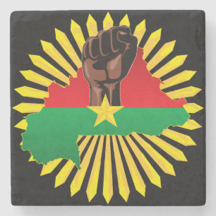 Dessous-de-verre En Pierre Burkina Faso Carte, drapeau et première révolution