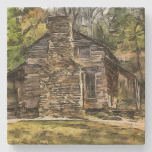 DESSOUS-DE-VERRE EN PIERRE CABINE SANDSTONE LOG