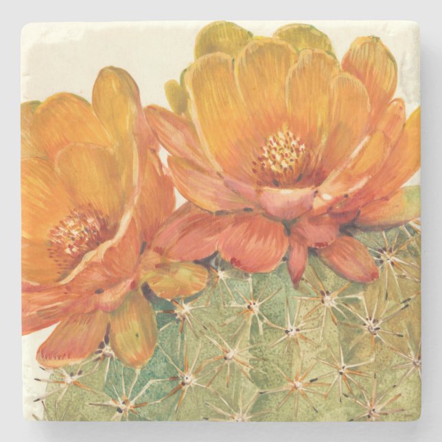 Dessous-de-verre En Pierre Cactus Orange Blossoms (Devant)