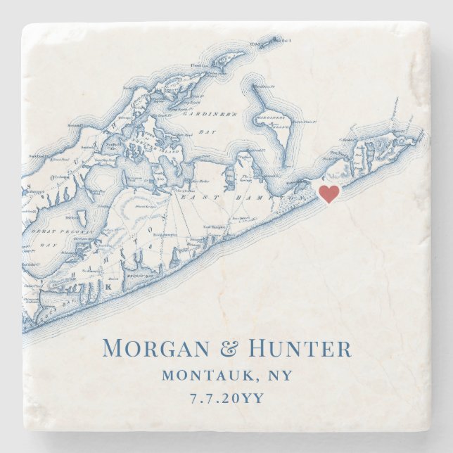 Dessous-de-verre En Pierre Cadeau de mariage de Gurney's Montauk carte de Lon (Devant)