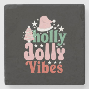 Dessous-de-verre En Pierre Cadeau de Noël Holly Jolly Vibes