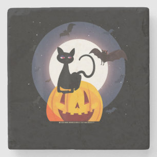 Dessous-de-verre En Pierre Cadeau Spider   Halloween Black Cat Spider Citroui