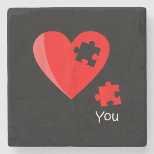 Dessous-de-verre En Pierre Cadeau T-shirt Saint-Valentin Puzzle à Coeur Pièce