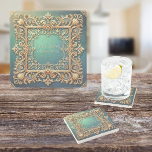 Dessous-de-verre En Pierre Cadre à remplissage carré personnalisable