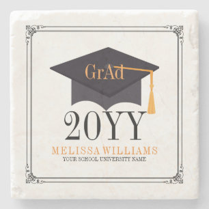 Dessous-de-verre En Pierre Cadre noir et Casquette Graduation 2016