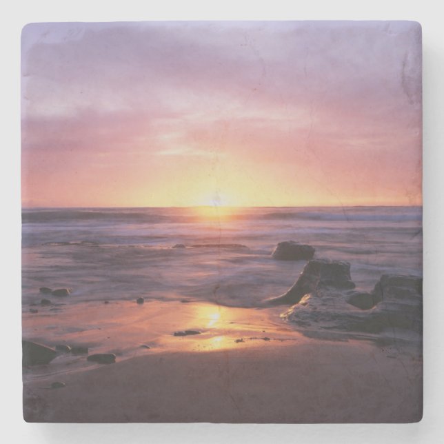 Dessous-de-verre En Pierre Californie, San Diego, Sunset Cliffs, Sunset 4 (Devant)