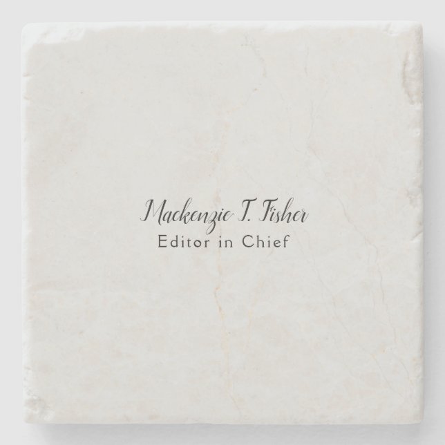 Dessous-de-verre En Pierre Calligraphie classique Élégante Plaque Gris simple (Devant)