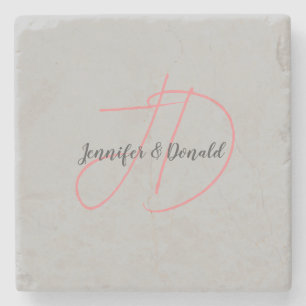 Dessous-de-verre En Pierre Calligraphie classique tendance monogramme