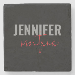 Dessous-de-verre En Pierre Calligraphie Elegant Plain Ajouter son propre nom