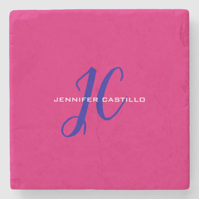 Dessous-de-verre En Pierre Calligraphie professionnelle monogramme féminin (Devant)