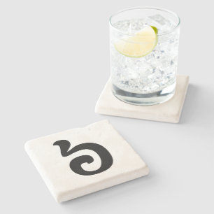 Dessous-de-verre En Pierre Cambodian Number 6 / Six / ៦ (Pram Muj) Khmer