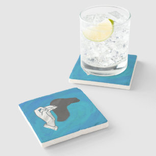 Dessous-de-verre En Pierre Camion Ombre Sur Bleu