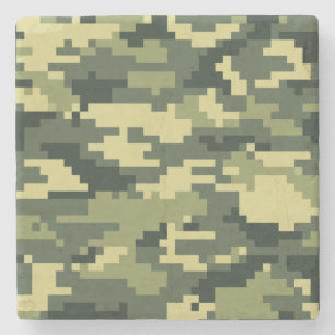 Dessous-de-verre En Pierre Camouflage numérique en bois à 8 bits / Camo