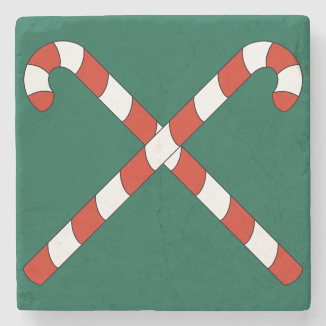 Dessous-de-verre En Pierre Candy Canes Crossed (Devant)