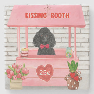 Dessous-de-verre En Pierre caniche Chien Valentine's Day Kissing Booth